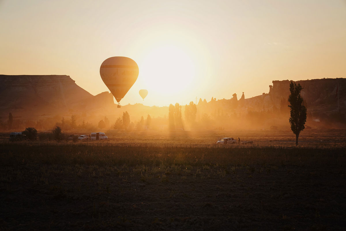 Balloon silhouette at dawn